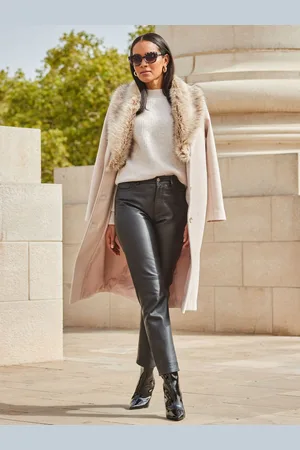 Sosandar Longline Faux Fur Shawl Collar Coat40