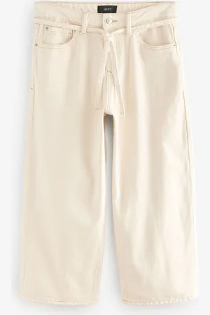 Next 100% Cotton Tie-Waist Cropped Wide Leg Jeans8P