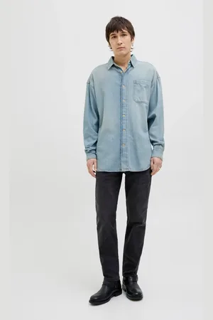 JACK & JONES Washed Denim Long Sleeve 100% Cotton ShirtXL