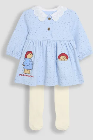 JoJo Maman Bébé Paddington Appliqué Button Front Dress & Tights Set2