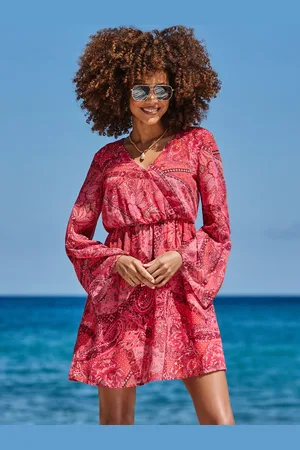 Sosandar Paisley Print Fluted Sleeve Wrap Dress40