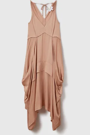 Reiss Demi Viscose Side Pleat Asymmetric Midi Dress38