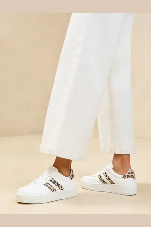 Lipsy London Flat Chunky Flatform Lace Up Stripe Faux Leather Trainerseu37