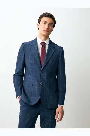 Next Linen Blend Check Slim Suit Jacket44 L