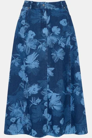Whistles Chalk Print Denim Midi 100% Cotton Skirt42