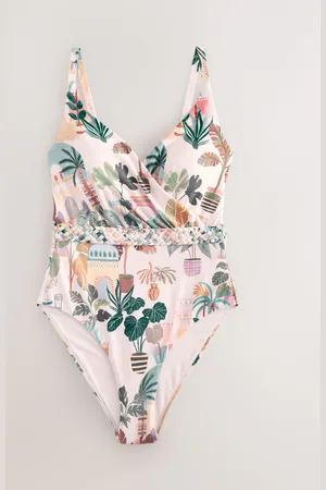 Next Plaited Belt Tummy Control Plunge Wrap SwimsuitEU 38 Tall (UK 10 T)