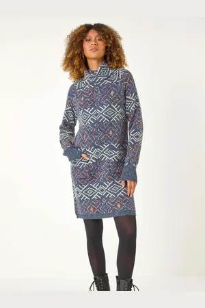 Roman Aztec Roll Neck Knitted Dress42