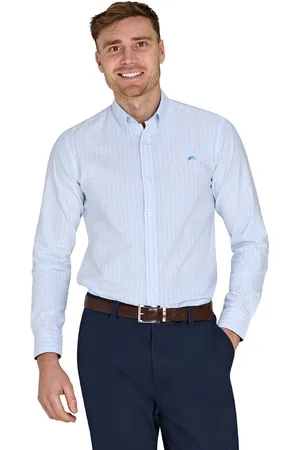 Raging Bull Blue Long Sleeve Oxford Stripe 100% Cotton ShirtM