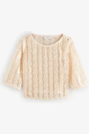Next Sequin Sheer Fluffy Quarter Sleeve Top52