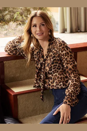 Friends Like These Leopard Print Tie Neck Chiffon BlouseEU 44 (UK 16)