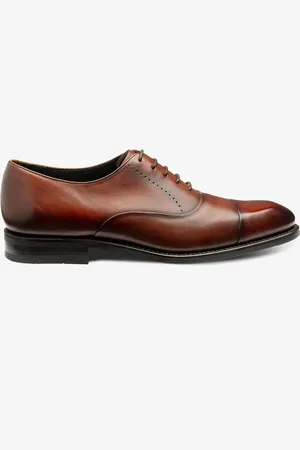 Loake Handpainted Calf Leather Blind Seam Oxford Toe Cap Brown Shoes With A Rubber SoleEU 43.5 (UK 9.5)