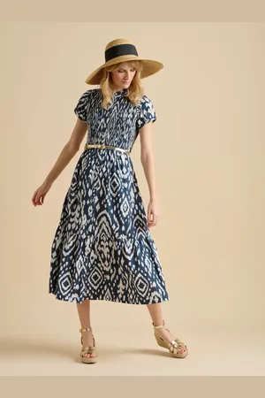 Brakeburn 100% Cotton Ikat Maxi Shirt Dress40