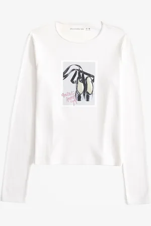 Abercrombie & Fitch Cream Ribbed Graphic Long Sleeve Top9