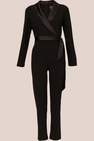 Adrianna Papell Black Crepe Tuxedo Jumpsuit36