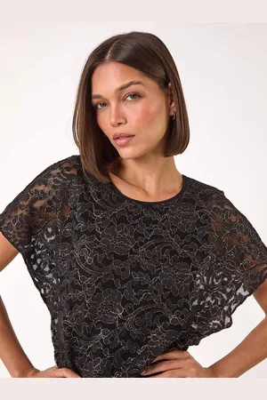 Roman Metallic Lace Bubble Hem Top48
