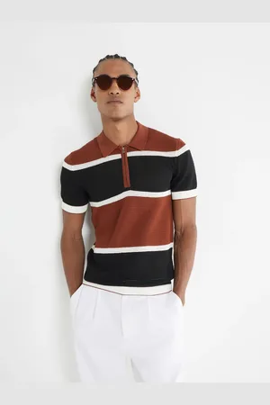 River Island Pointelle Blocked Polo ShirtXL
