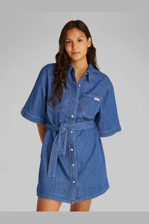 Calvin Klein Boxy Linen Belted Shirt DressS