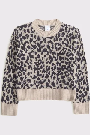 Abercrombie & Fitch Leopard Print Intarsia Knitted Brown Jumper13