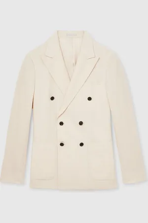 Reiss Kin Db Linen Double-Breasted Suit Slim-Fit Blazer44 R