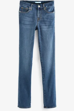 7 for all Mankind Mid Blue Mid Rise Kimmie Bair Straight Fit Jeans29 R