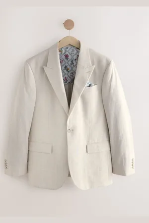 Next Regular Fit Linen Blend Check Suit Jacket36 R