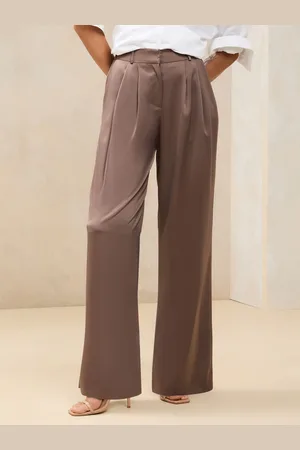 Lipsy London Pleated Wide Leg Satin Trousers46
