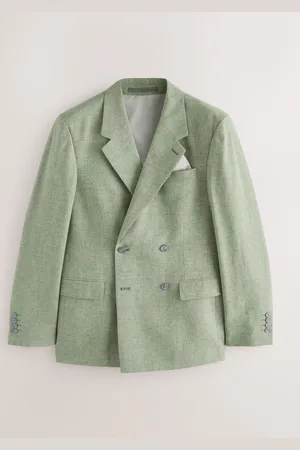 Next Tailored Fit Textured Linen Double Breasted Suit Jacket36 R