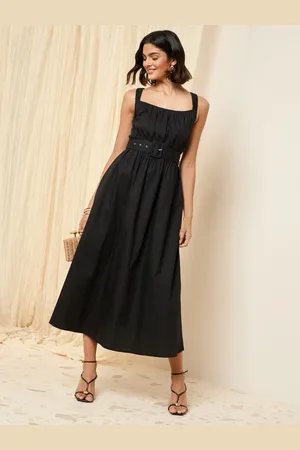 Friends Like These Ruched Strappy 100% Cotton Belted Midi Dress52