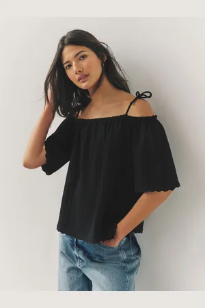 Next 100% Cotton Strappy Bardot Short Sleeve TopEU 54 (UK 26)