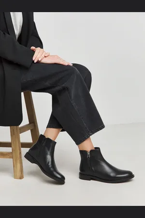 JD Williams Leather Side Zip Boots In Extra Wide FitEU 42 (UK 8)