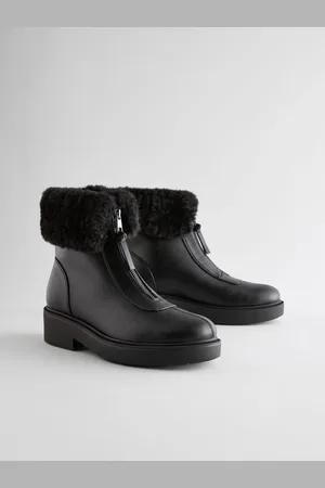 Next Forever Comfort Faux Fur Collared Zip Ankle BootsEU 39 (UK 6)