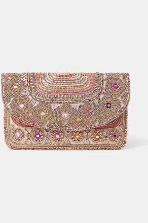 Accessorize Bead Mirror Embellished Clutch BagJeden
