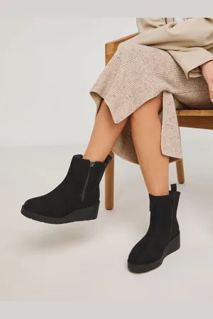 Simply Be Zip Detail Wedge Ankle Boots In Extra Wide FitEU 37 (UK 4)