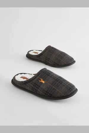 Next Borg Lined Checked Mule SlippersEU 42 (UK 8)
