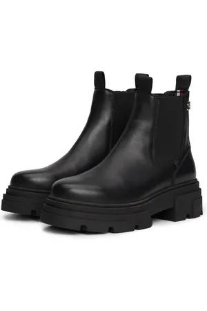 Tommy Hilfiger Combat Leather Low Chelsea Black BootsEU 37 (UK 4)