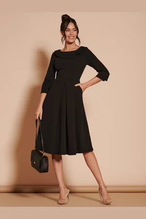 Jolie Moi 3/4 Sleeve Fold Neck Midi Dress40