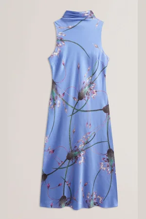 Ted Baker Antua Printed Cowl Neck Midi Slip Dress40