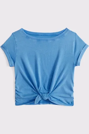 Abercrombie & Fitch Basic Short Sleeve Tie Front Cropped T-Shirt158164 cm