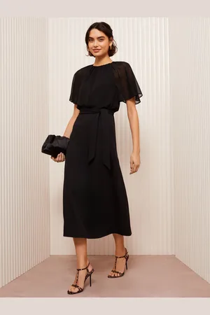 Friends Like These Scuba Chiffon Flutter Sleeve Midi Dress40