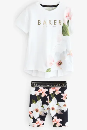Ted Baker 2 Piece Broderie Panel T-Shirt & Floral Print Cycling Shorts Set9298 cm