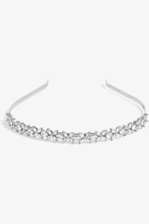 Jon Richard Tone Crystal Floral Print Single Row HeadbandJeden