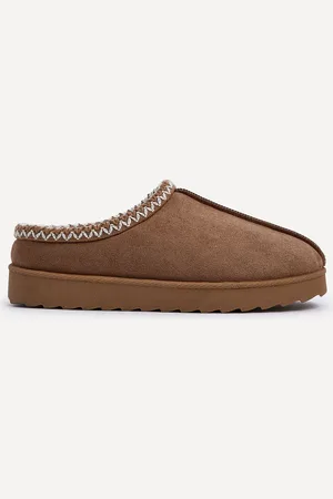 Linzi Tana Faux Suede Slip-On Slippers With Aztec Style DetailEU 39 (UK 6)