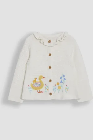 JoJo Maman Bébé Ruffle Collar 100% Cotton CardiganDo 3 miesięcy (50
