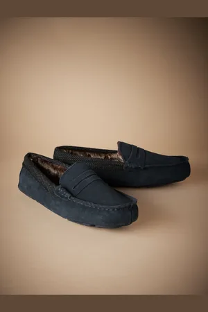 Next Signature Suede Fur Faux Lined Moccasin SlippersEU 42 (UK 8)