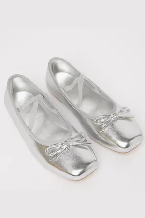 Lipsy London Metallic Flat Slip On Square Toe Party BallerinaEU 37 (UK 4)