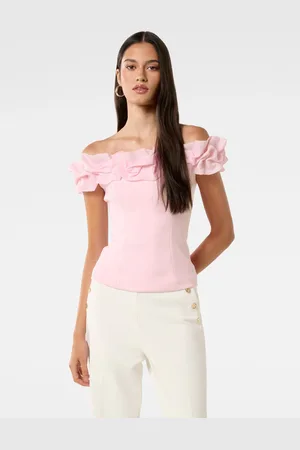 Forever New Stephanie Ruffle Crepe Bustier TopL
