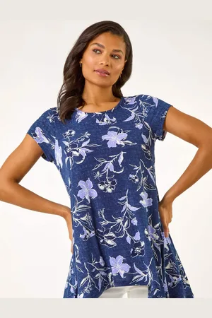 Roman Textured Floral Print Tunic Top42