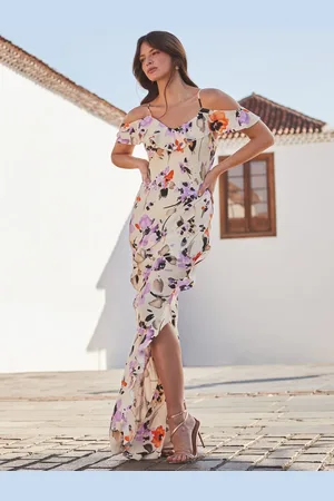 Sosandar Cold Shoulder Ruffle Maxi Dress42