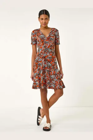 Roman Floral Print V-Neck Wrap Dress42