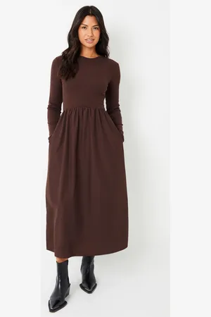 Threadbare Ribbed Jersey 2-in-1 Midi Dress with Poplin Skirt46